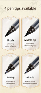 BAOKE S010 Liquid Calligraphy Pen Set 4 Tips Waterproof Pigment Ink Calligraphy Brush Pen