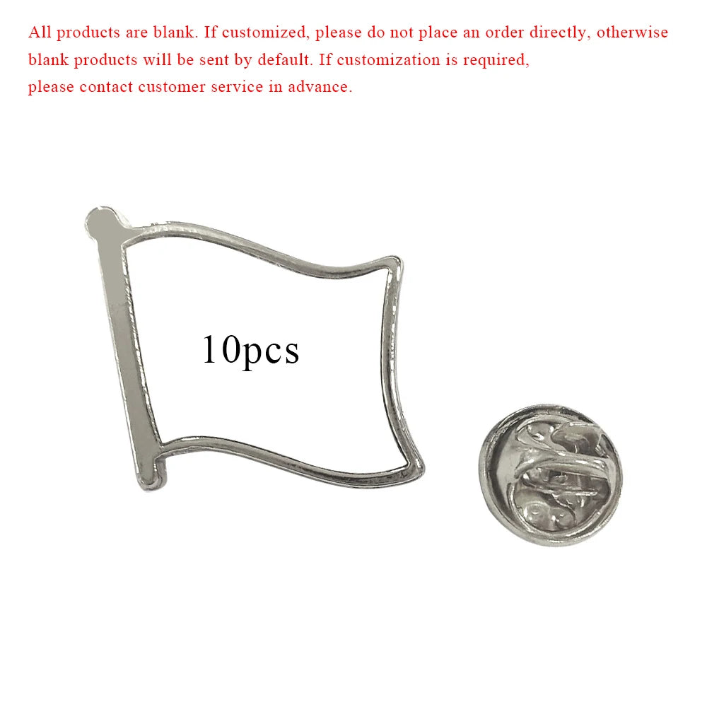 10pcs Blank Flag Shape Metal Lapel Pin Sublimation Badge Customizable Metal Flag Pin Blank for DIY Name Logo Emblem Making