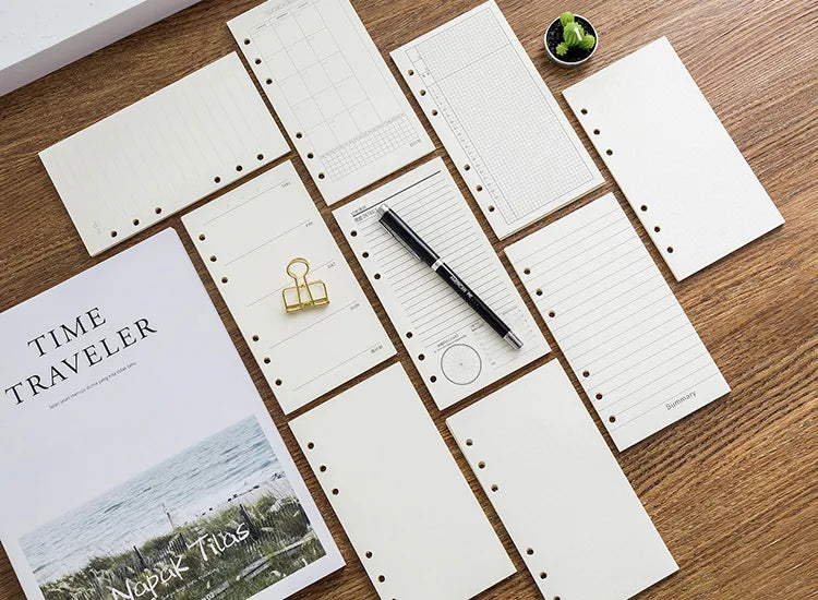A6 40Sheets Loose Leaf Notebook Refill Spiral Binder Inner Page Grid Blank Line Diary Agenda PlannerSchool Stationery