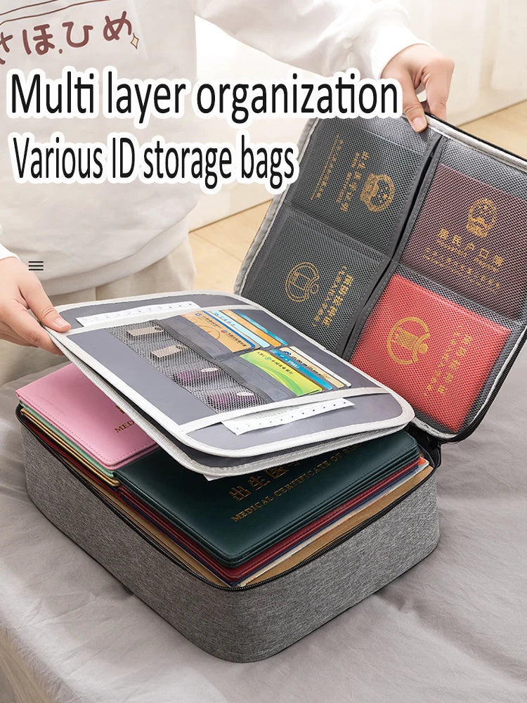 Home Document Storage Bag Large Capacity Household Certificate Passport Card Bag Folder Archive Organizing Storage Bag