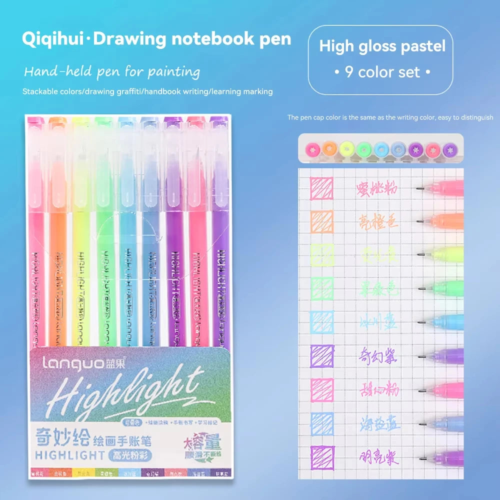 Languo 207/180/27/9 colors Multi-Color Handbook Pen 0.5mm Morandi Color Gel Pen Student Writing Painting Drawing Marker Pens Set