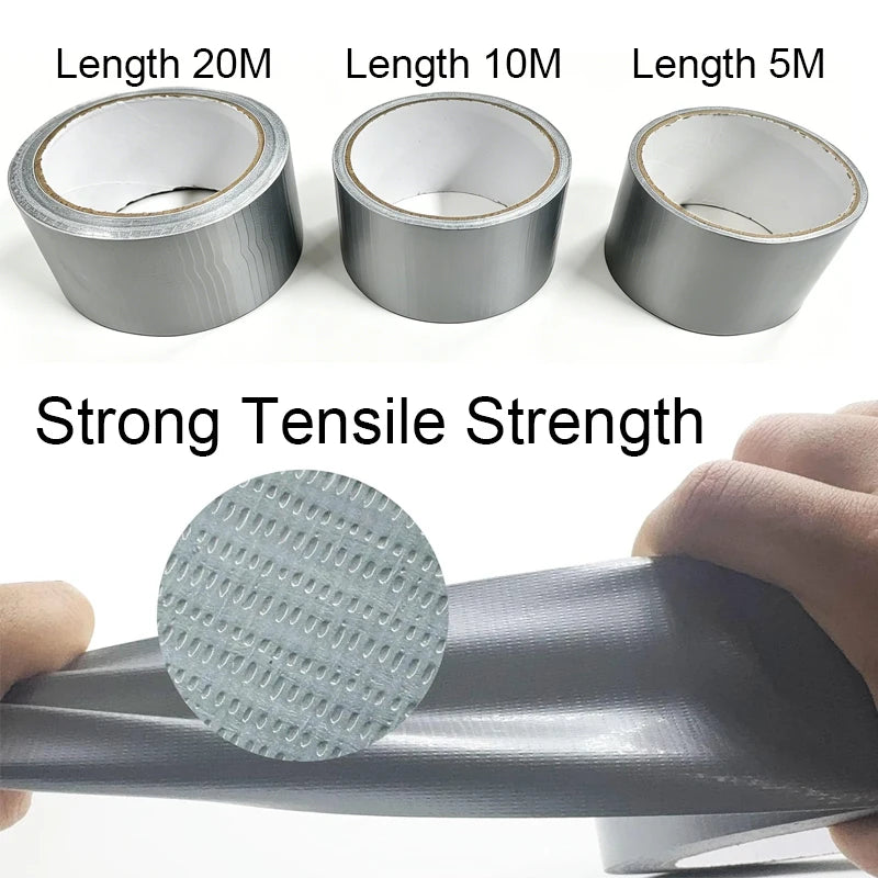 5/10/20M Duct Tape Heavy Duty Waterproof Strong Adhesive Silver No Residue Adhesive For Home Repair Use Carpet Binding Bundles