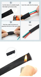 1~50m PET Braid Sleeves Black 2/4/6/8/10/12/14/16/20/25/30/35/40/50/60mm High Density Insulated Snake Skin Cable Wrap Sheath