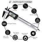 Electronic Digital Caliper, Inch and Millimeter Conversion, LCD Screen Display 0-6” Caliper Measuring Tool, Auto Power Off