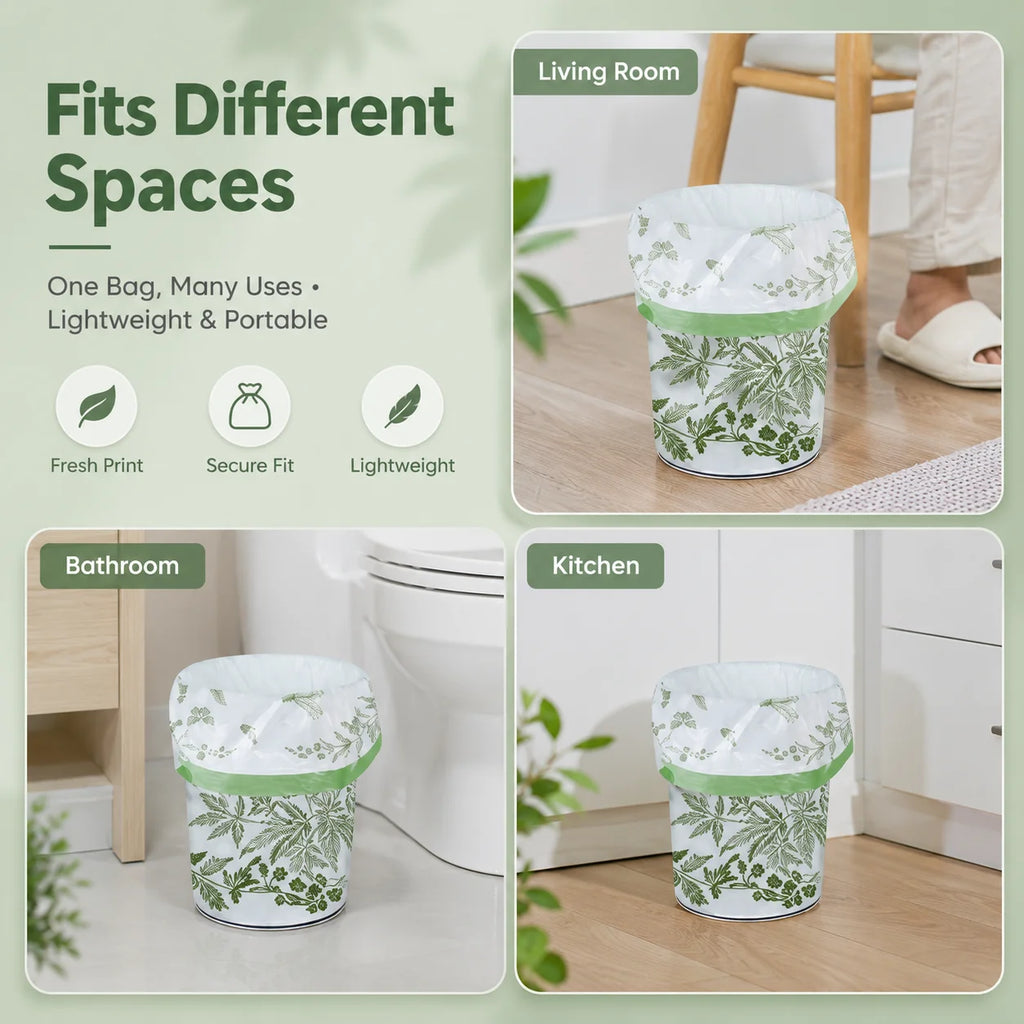 50-Count Scented Drawstring Trash Bags, 45 × 45 cm Cute Printed Small Bin Liners for Bathroom, Kitchen & Living Room