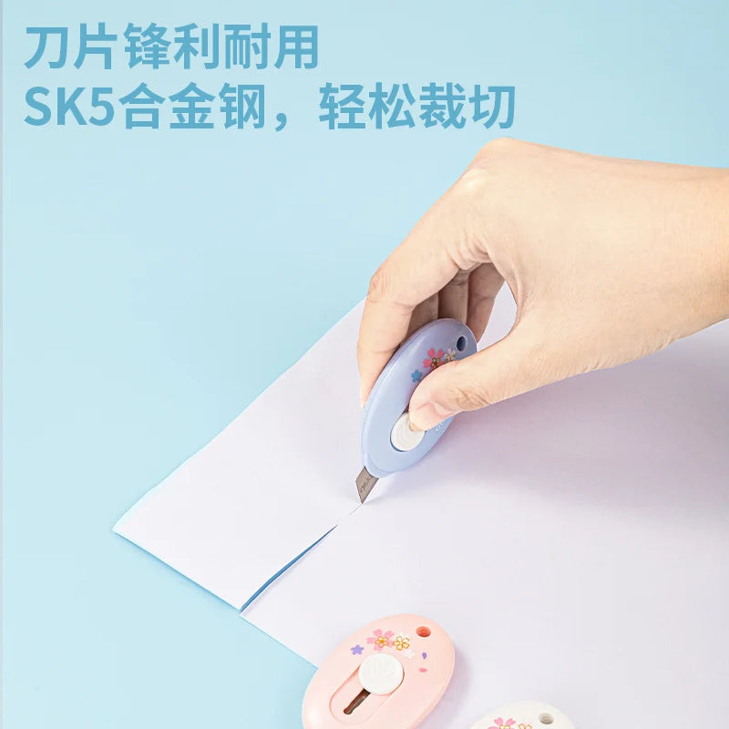 3 pcs Sakura Alloy Mini Portalble Utility Knife DIY Cutter Letter Envelope Opener Mail Knife Pocket School Office Supplies