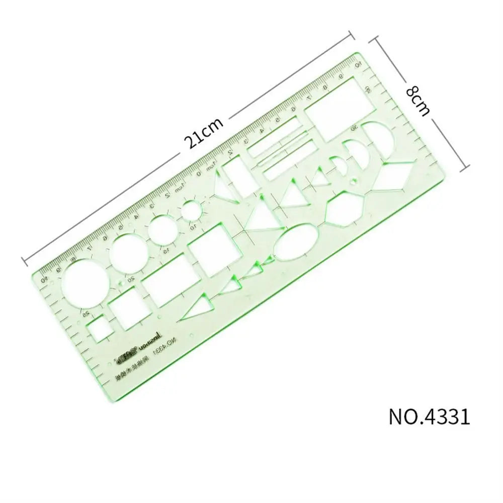 17 Styles Rulers Green Plastic Circles Geometric Template Ruler Stencil Measuring Tool Stationery Students Drawing Curve Ruler