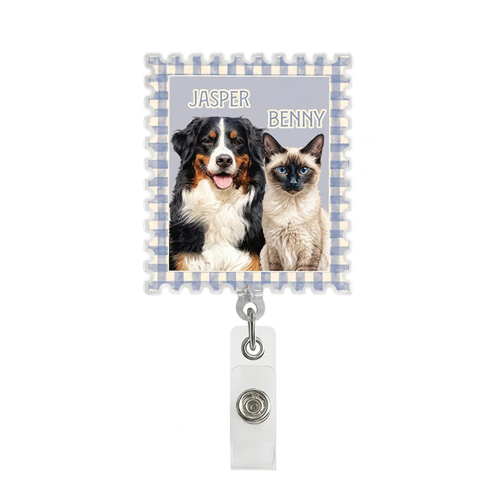 Personalized Custom Pet Picture Badge Reel,Upload Pet Photo & Name,Pet Lover Gift, Birthday, Healthcare Employees, Vet Tech