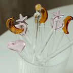 Glass Stirring Rod Moon Star Shape Stir Bar Coffee Cocktail Mixing Sticks Home Party Transparent Aesthetic Cocktail Muddler
