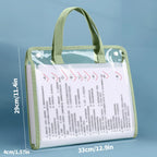 HUAJIE A4 Transparent Accordion File Bag, Waterproof Snap Folder for Students, Large Capacity Handheld Document Organizer