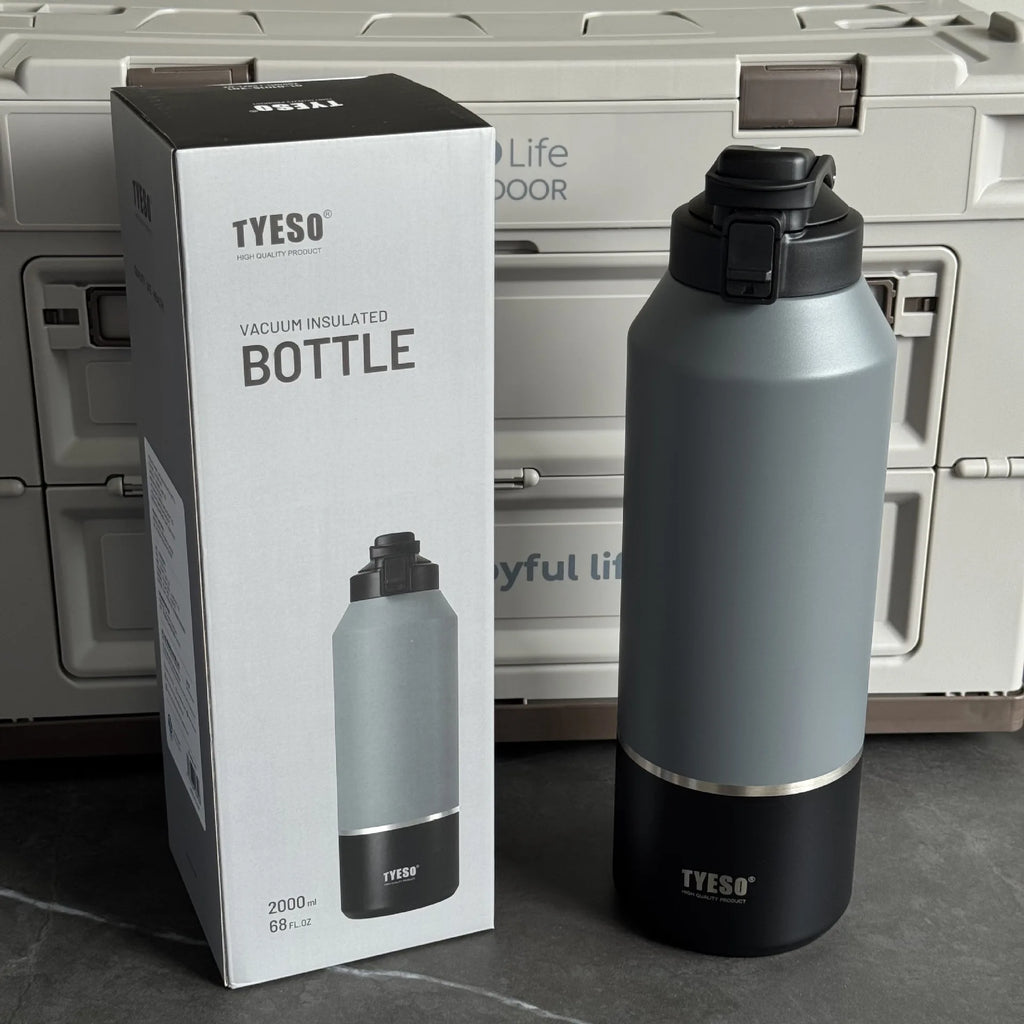 TYESO stainless steel portable sports kettle 2000ml large capacity insulated cup Outdoor portable direct drinking cup