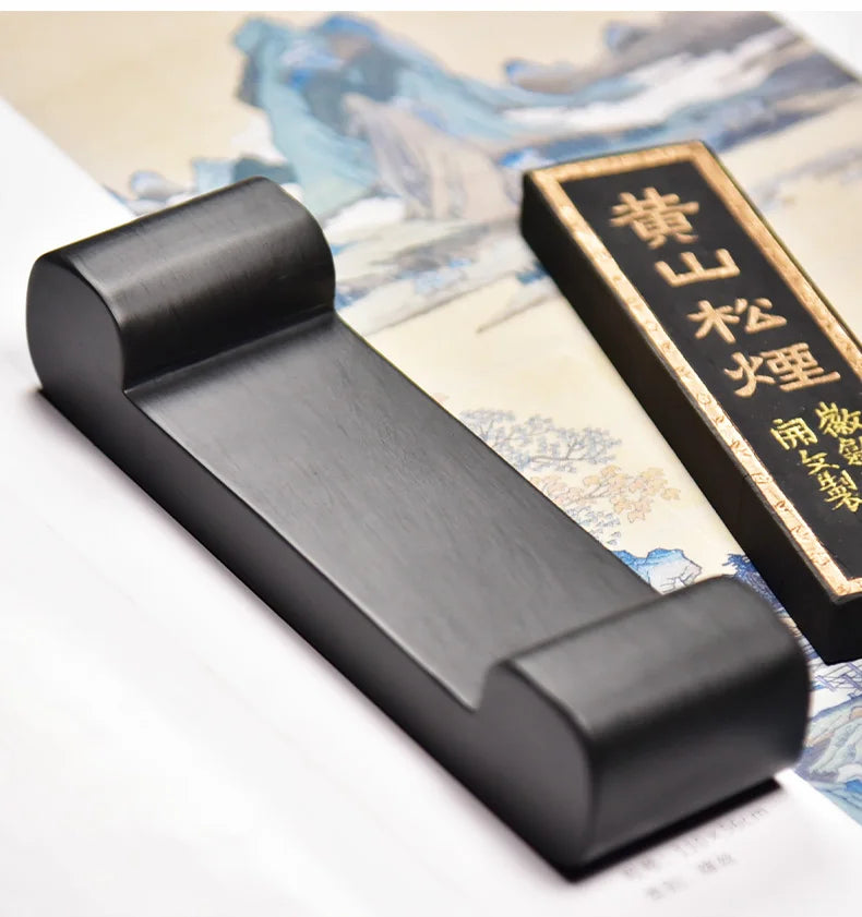 She Yan Water Wave Chinese Ink Stick Bed Natural Stone Stamp Holder Rest for Chinese Calligraphy Decoration Supply