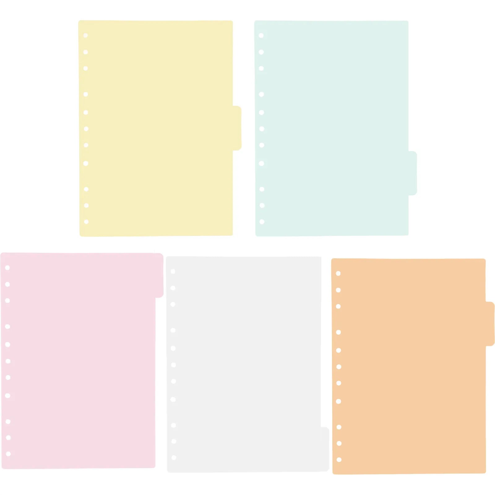 5Pcs Plastic Page Dividers B5 11 Holes Notepad Index Divider Easy to Use Classification Tabs Vibrant Colored Loose-Leaf