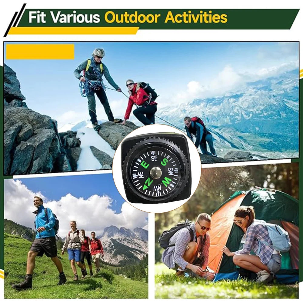 5/10/16Pcs Mini Pocket Oil Filled Compass Portable Wristband Compass  Detachable Outdoor Camping Hiking Travel Navigation Tool