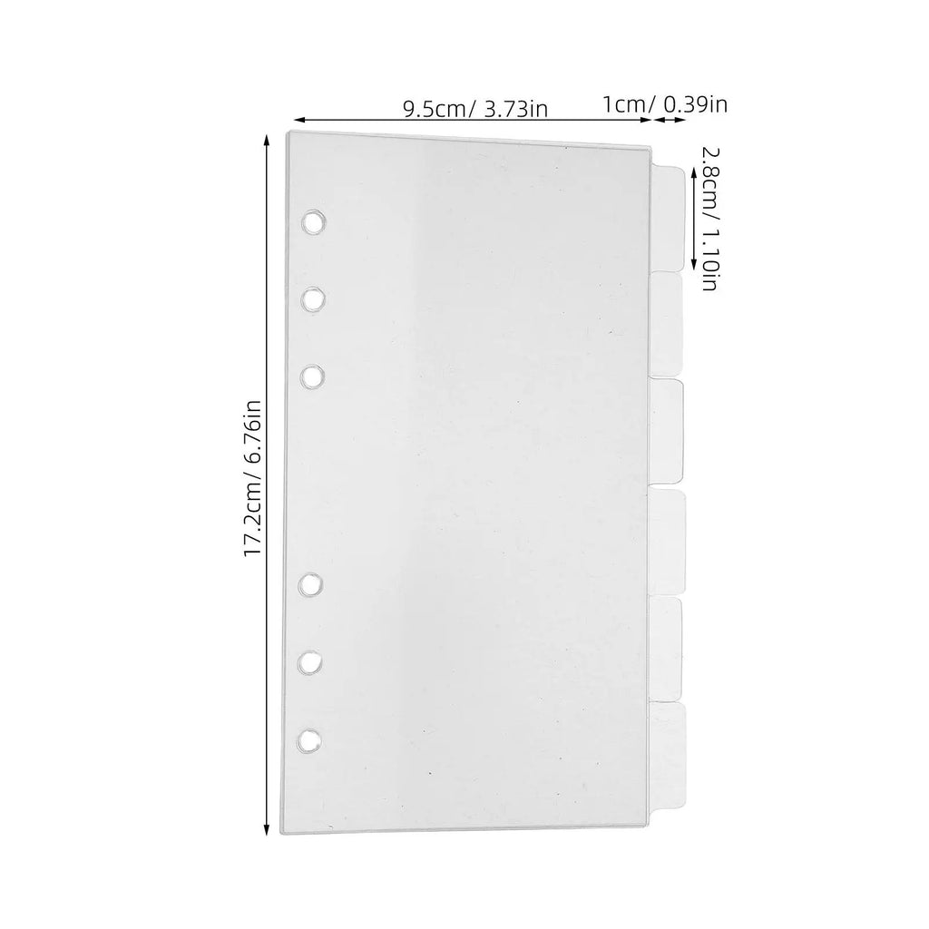 6Pcs Acrylic Index Dividers Clear Transparent Planner Inserts A6 6 Ring Binder Reusable Tabbed Separator Sheets Notebook Journal
