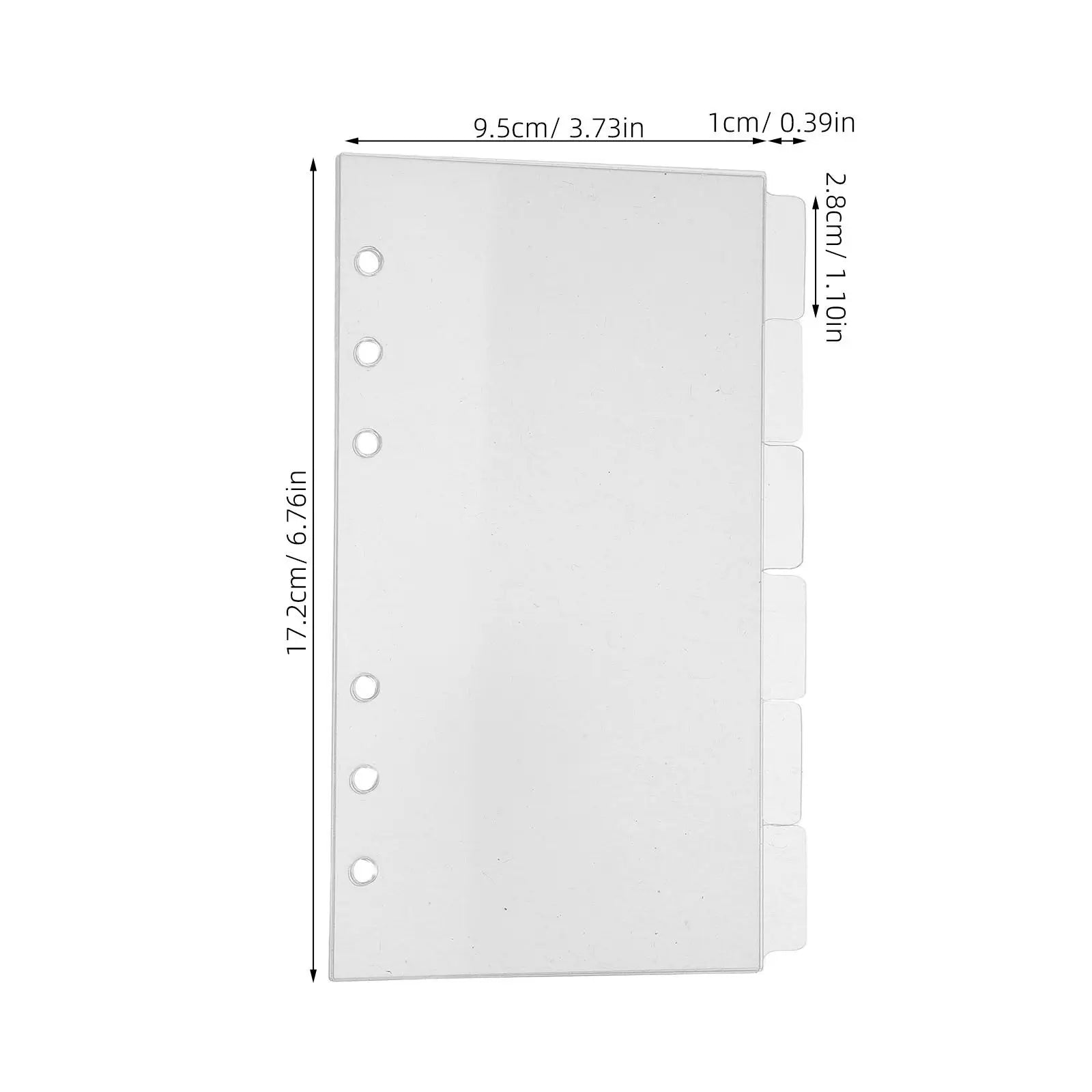 6Pcs Acrylic Index Dividers Clear Transparent Planner Inserts A6 6 Ring Binder Reusable Tabbed Separator Sheets Notebook Journal