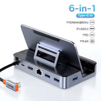 Baseus USB C Docking Station for Steam Deck Nintend Switch Game Type C to HDMI 4K@60Hz RJ45 PD 100W USB 3.0 6-in-1 Type C Hub