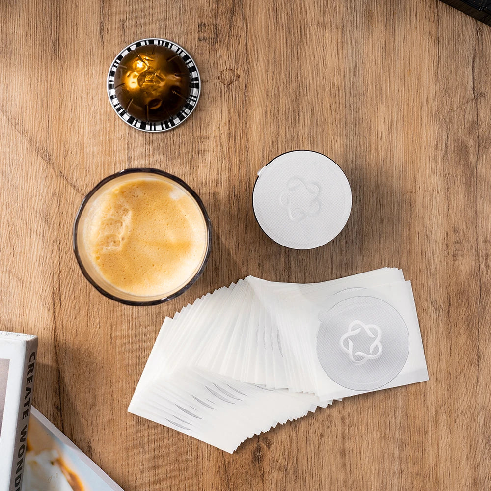 Icafilds Disposable Nespresso Vertuo Coffee Capsule Seal Aluminum Foils Cream Cafe Filter Lid Sticker For Nespresso Vertuo Plus