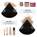 Reusable Black Triangle Velvet Powder Puff Soft Facial Blending Sponge, Multipurpose Foundation Cosmetic Sponge for Daily Makeup