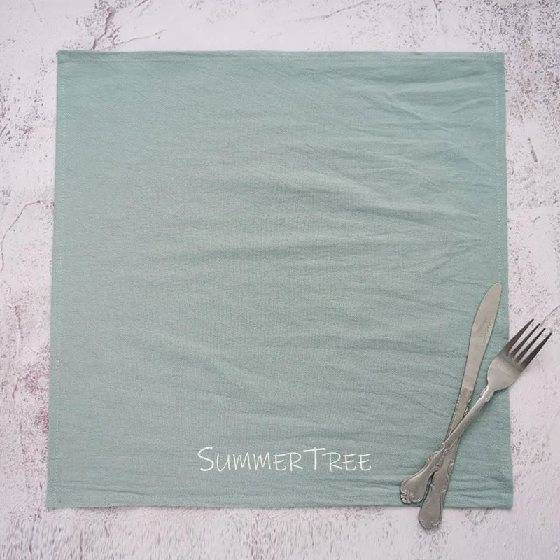 10pcs Napkins 40X40CM Plain Washed Cotton Classic Style Tea Towel Dining Place Mats Home Kitchen Dinner Wedding Settings Decor