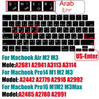 Keyboard Cover for 2022-2024 M4 M3/M2/M1Chip Pro 14"/16" A3401/A2992/A2779/A2991/A3403 MacBook Air 15.3"/13.6" A3113/A3114/A2941