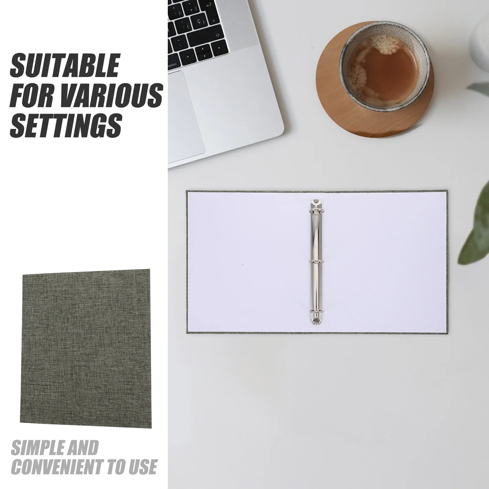 A4 Three Ring Binder Large Capacity Fabric Document Storage Organizer for Sheet Music Test Papers Office Documents Presentation