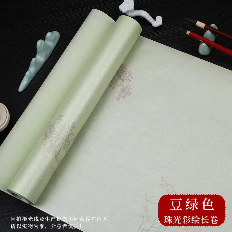 Sumi Art Wax Dye Pearlescent Ink Colorful Half Ripe Rice Paper Xuan Paper Scroll Multicolor Brush Calligraphy Creation Work Roll