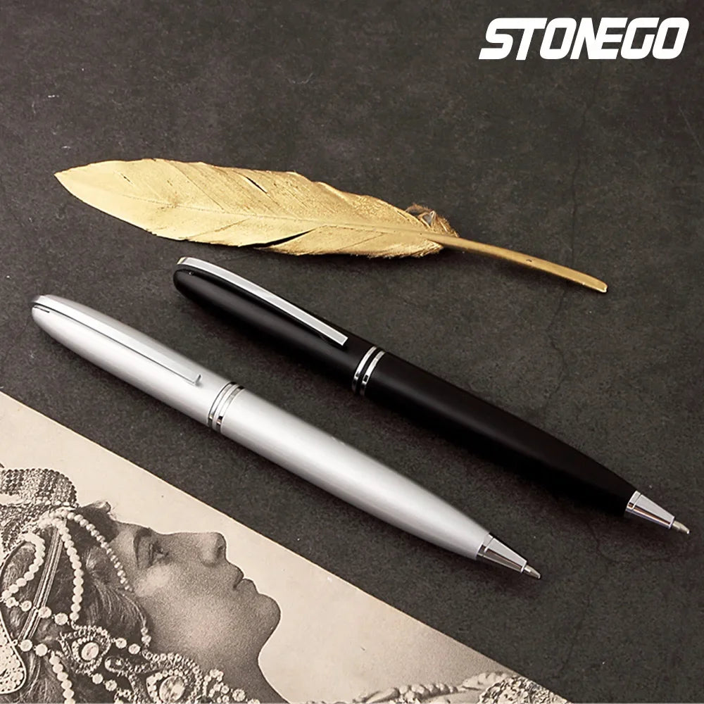 STONEGO Capless Ballpoint Pen, Simply Twist Roller Ball Pen Black Gel Ink Medium Point 1.0mm Smooth Writing Signature Pens