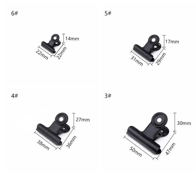10-Pack Black Metal Paper Clip Office Stationery Small Book Fixing Clip Sketching Board Clip Household Supplies