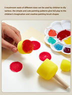 10 Pcs Set Wooden Handle Mushroom Head Sponge Brush Children DIY Painting Sponge Seal Set Paint Graffiti Create Unique Art Brush