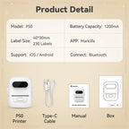 Portable Label Printer Marklife P50 Mini Printer Thermal Label Maker Self Adhesive Sticker Machine Similar as M110 M220 Printer