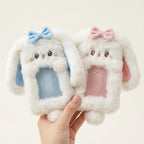 Cute Bunny Plush Photo Holder Student ID Card Holder Rabbit with Bowknot Design Photo Album Photo Protector Cover Gift for