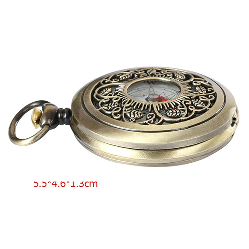 Vintage Bronze Compass Pocket Watch Design Outdoor Hiking Navigation Mountaineering Camping Hiking Portable Flip Compasses