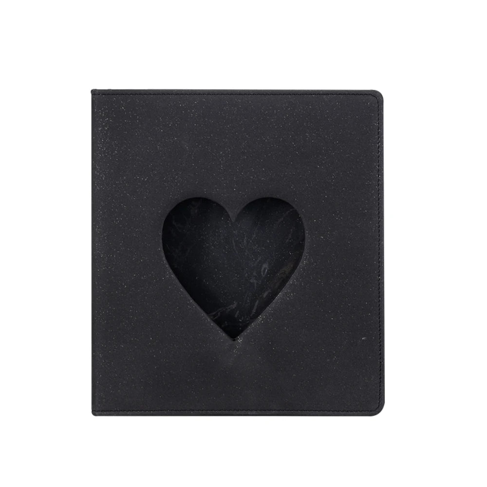 PLRBOK 3 Ring A5 Photo Album with Pockets,Binder Heart Glitter Cover Pretty Notebook Card Book 4×6 10×15 Scrapbook