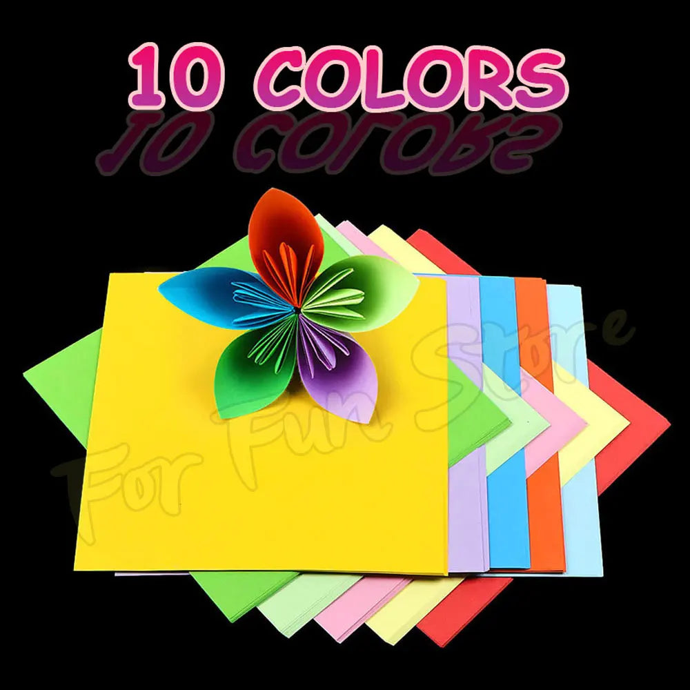 For Fun 10 Colors 100 Sheets Double Sides Colored Paper 20x20cm Square Origami Children's Handmade Origami DIY Paper Cutting