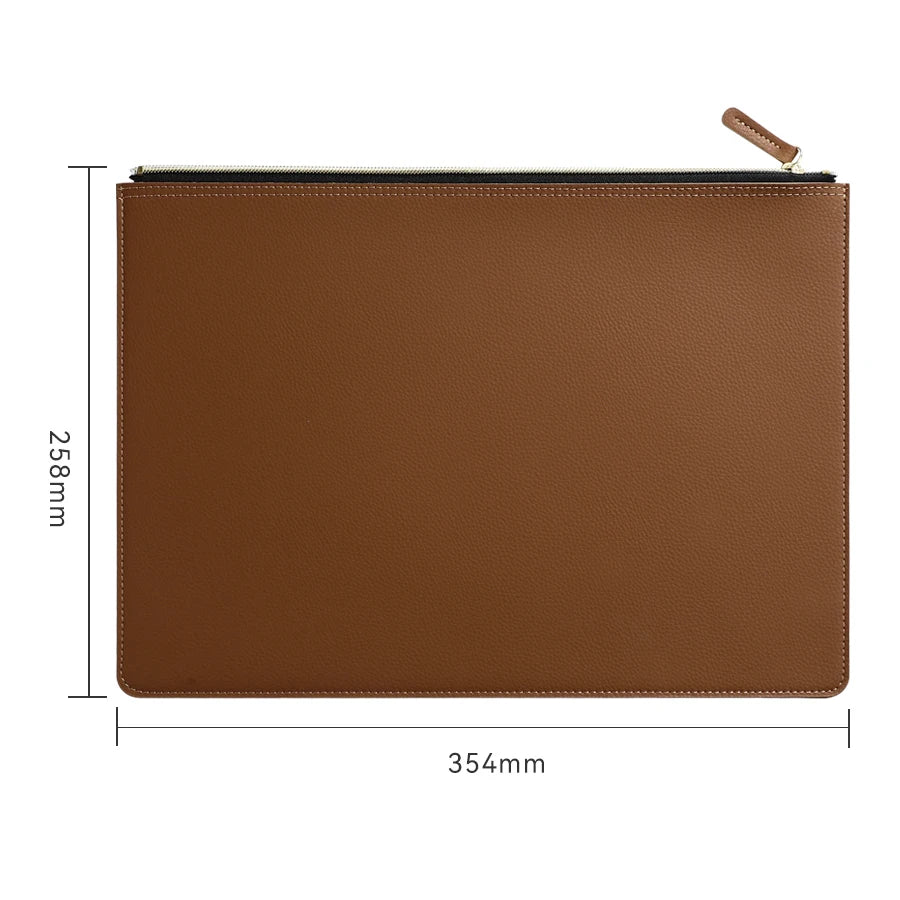 Leather Business A4 File Folder Zipper Document Bag Contract File Organizer Briefcase Portfolio,Bag For Contract/Invoice Storage