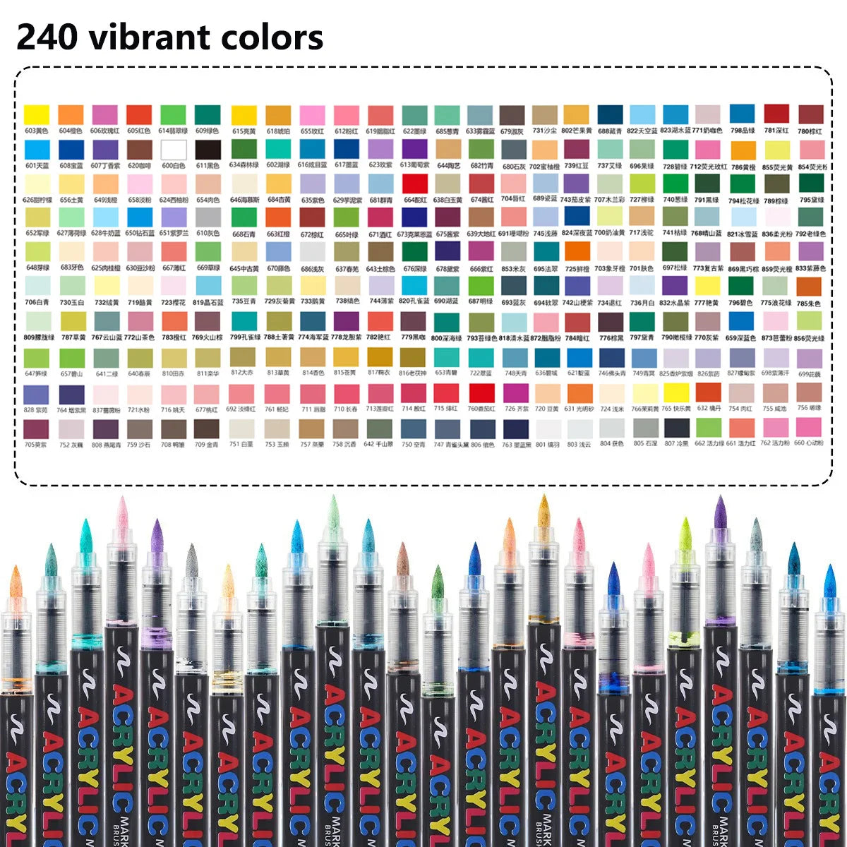 12-366 Colors Acrylic Marker Set Waterproof Acrylic Brush Marker Professional Acrylic Painting Marker DIY Art Supplies
