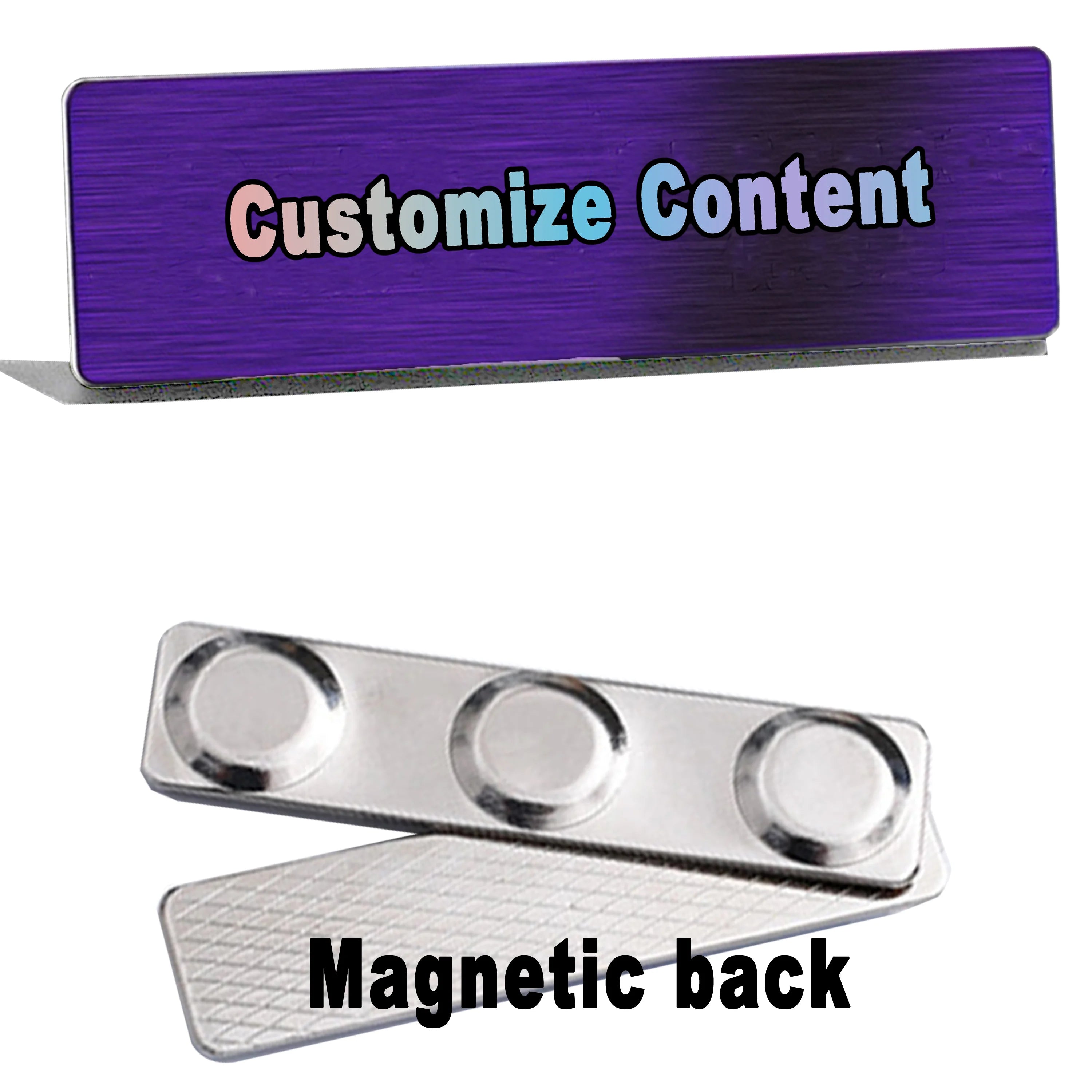 Personalized Name Tag Badges Identification Customized with Text&Logos, Stainless Steel Name for Clothing with Pin or Magnetic