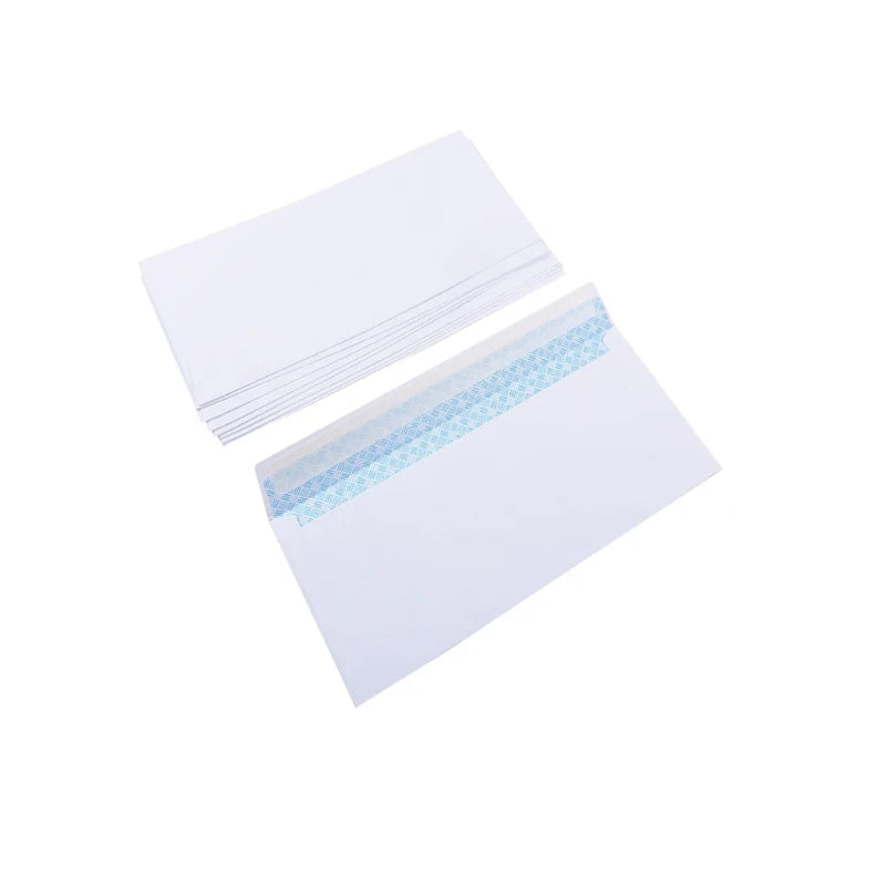 20-100 pieces Western-style Envelope #10 White Envelope with Blue Security Pattern Self-Sealing Envelope