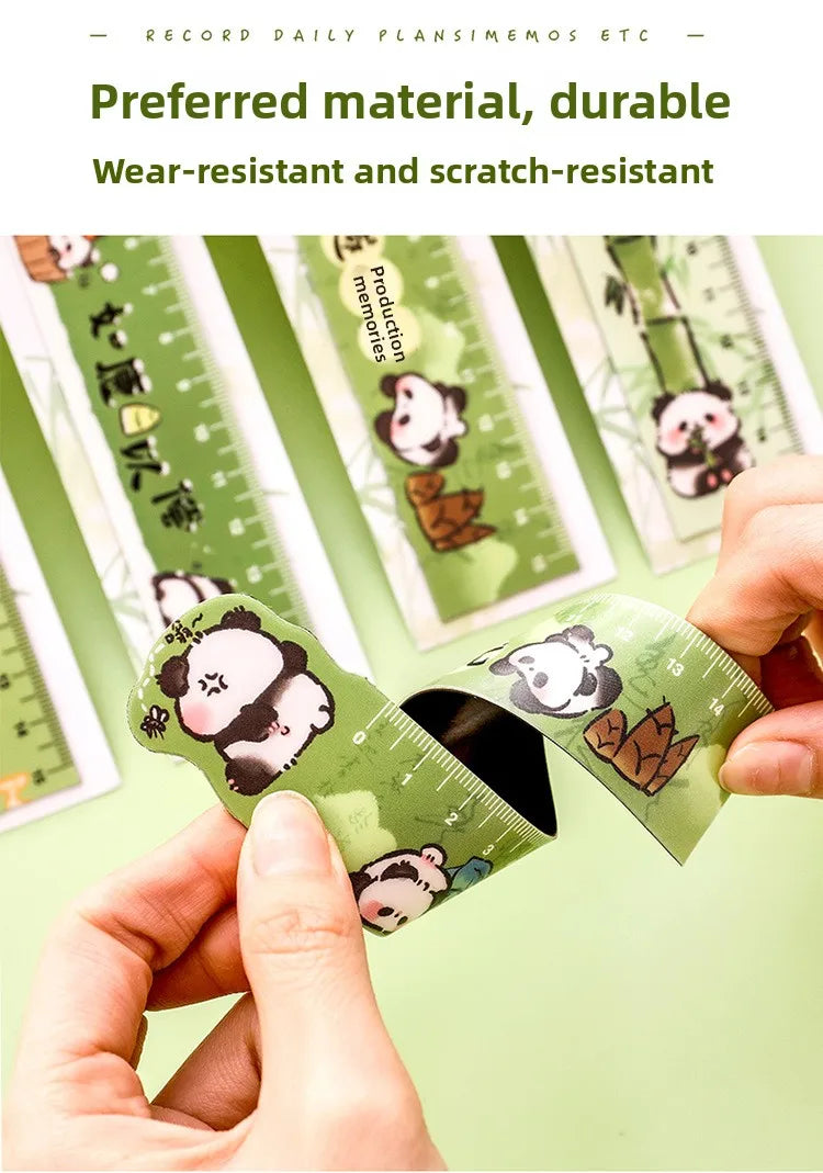Cute Panda Magnetic Bookmark Ruler Student Creative Flexible Ruler 15cm Cartoon Rabbit Bear Capybara Magnetic Straight Ruler
