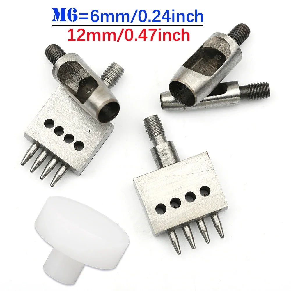 1Pcs M6 Thread Punching Suitable for European Vulcan 3 Round Spacing Cutting Dies LeatherCraft DIY Handmade Stitching Accessory