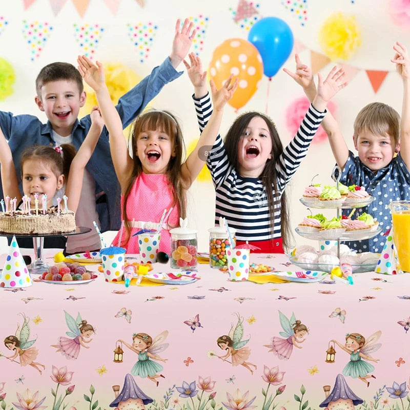 Spring Flowers Fairy Disposable Plastic Tablecloth Happy Birthday Party Decor Kids Wedding Birthday Party Supplies Baby Shower