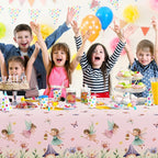 Spring Flowers Fairy Disposable Plastic Tablecloth Happy Birthday Party Decor Kids Wedding Birthday Party Supplies Baby Shower