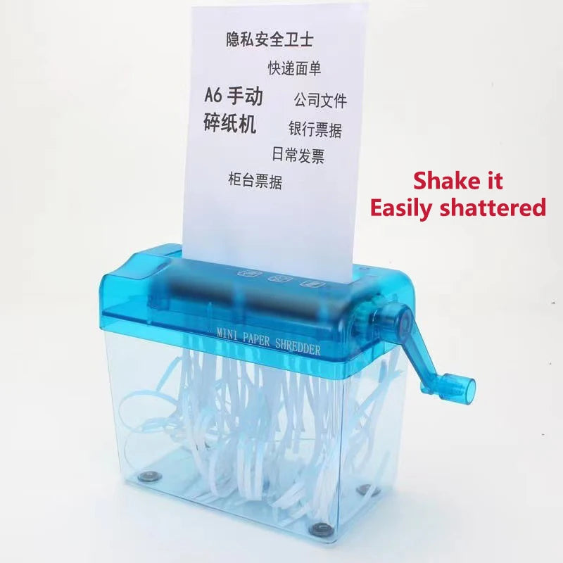 Paper Shredder Documents Paper Cutting Tool A6 Paper Mini Hand Crank Shredder Portable For Receipts Bills Portrait Home Office
