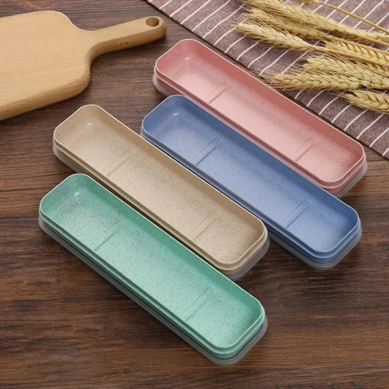 Portable Travel Tableware Eco-friendly Storage Box Case Food Grade Dinnerware Kitchen Fork Spoon Box Kid Cutlery Set Organizer