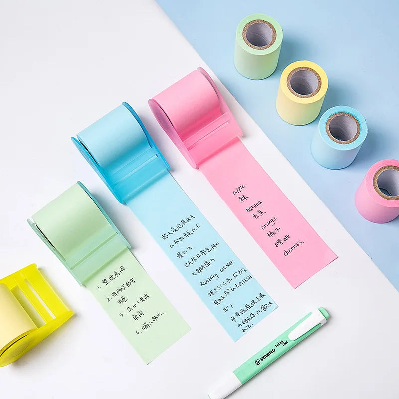 Creative Tape-Style Sticky Notes Tearable Replaceable Paper Core 8m Durable Strong Viscosity for Office And School Supplies