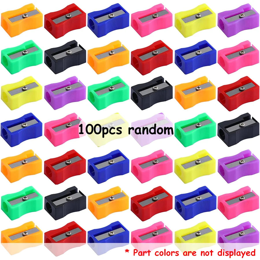 50/100pcs 2.5cm Mini Color Pencil Sharpener Curved Anti-slip Design Plastic Square Pencil Sharpener School Reward Stationery ﻿