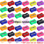 50/100pcs 2.5cm Mini Color Pencil Sharpener Curved Anti-slip Design Plastic Square Pencil Sharpener School Reward Stationery ﻿