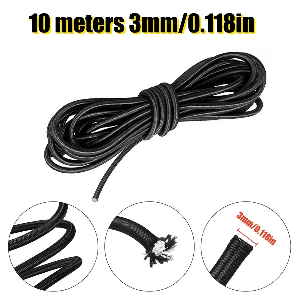 10M Strong Elastic Cord Rope Rubber Band Sewing Clothing Craft Supplies for DIY Jewelry Making Tents Kayak Boat Bag Luggage