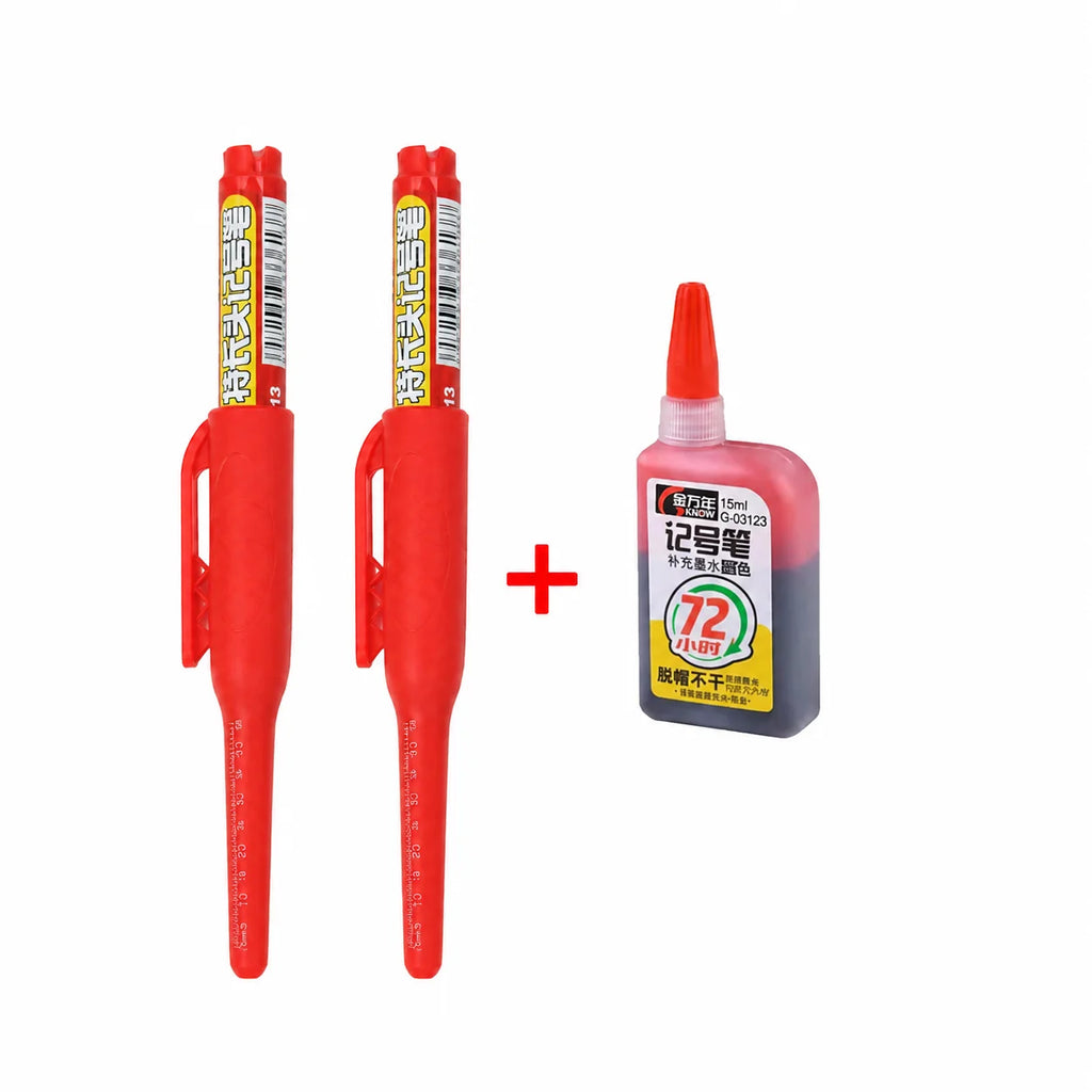 1-6Pcs 45mm Waterproof Long Head Nib Deep Hole Markers Pen Tile Carpenter Pen Multi-purpose for Woodworking Black/Blue/Red Ink